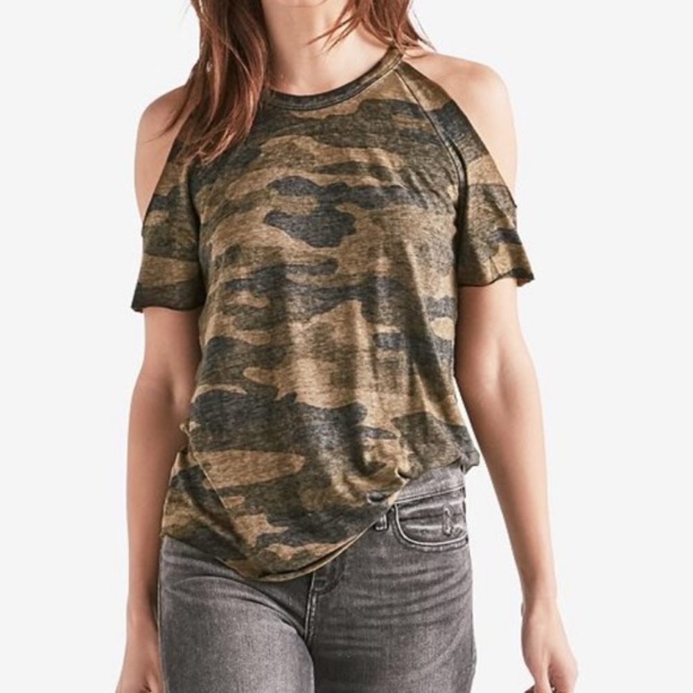 NWT Lucky Brand | Cold Shoulder Soft Camo Tee